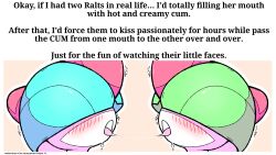 absurd_res anthro blush bodily_fluids club_(disambiguation) confusion digital_media_(artwork) duo english_text female femboy generation_3_pokemon genital_fluids glistening glistening_body green_hair hair hi_res kissing male nintendo nude open_mouth pokemon pokemon_(species) questionable_consent ralts saliva saliva_string shiny_pokemon simple_background sweat symphonysheep_(artists) text tongue tongue_out white_body