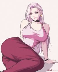 1girls absurdres ass bare_shoulders belly belly_button big_ass big_breasts black_eyes breasts choker cleavage clothed clothing collar collarbone earrings eyelashes female female_focus female_only highres hips hips_wider_than_shoulders huge_ass huge_breasts isavi jewelry jujutsu_kaisen laying_down laying_on_side leotard lipstick long_hair looking_at_viewer navel pants pink_eyebrows pink_hair pink_leotard pink_pants pink_pupils red_pants simple_background smile solo straps teasing uro_takako
