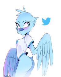 1girls anthro ass bird blue blue_bird blue_fur blue_hair bluebird cute female female_only kattrilogy presenting_anus solo tagme tweetfur twitter twitter_bird