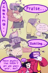 2boys boner boner_in_pants boner_in_underwear boner_under_clothes clip_studio_paint_(medium) cliveisawesome223 comic deltarune deltarune_chapter_2 deltarune_chapter_3 dialogue dialogue_bubble digital_art digital_drawing_(artwork) digital_media digital_media_(artwork) embarrassed english english_dialogue english_text erect_penis erection erection_under_clothes humiliation kissing male male/male male_only page_1 penis praise praise_kink robot robot_boy screen_face self_upload spamtenna spamton_g_spamton speech_bubble teasing tenna_(deltarune) text text_bubble tickling tickling_sides yaoi