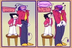 2boys boner boner_in_pants boner_under_clothes clip_studio_paint_(medium) cliveisawesome223 comic deltarune deltarune_chapter_2 deltarune_chapter_3 dialogue dialogue_bubble digital_art digital_drawing_(artwork) digital_media digital_media_(artwork) embarrassed english english_dialogue english_text erect_penis erection erection_under_clothes humiliation male male/male male_only page_2 penis robot robot_boy screen_face self_upload spamtenna spamton_g_spamton teasing tenna_(deltarune) text text_bubble yaoi
