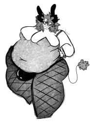 :3 ass_visible_through_thighs belly_button_visible_through_clothing breasts breasts_bigger_than_head bulge bulge_through_clothing bunny_ears bunnysuit chubby chubby_female demon dickgirl digital_drawing_(artwork) digital_media_(artwork) eyeshadow fat fat_ass fat_female female fishnets futanari glutlust_(kxylxzt) gluttony grin hair hand_on_hip hi_res high_quality horns huge_bulge hyper_ass hyper_belly hyper_breasts intersex kxylxzt love_handles lust no_visible_genitalia overweight overweight_female playboy_bunny seductive seductive_smile smile smiling smiling_at_viewer smirk spiky_hair tail thick_thighs thong tight_clothing