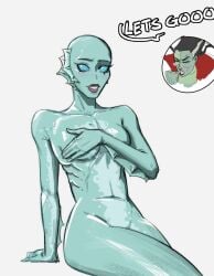 1girls breasts creature_commandos dc dc_comics dcu female firreworks fish_girl nina_mazursky nude the_bride_(creature_commandos) yuri