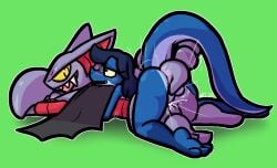 2025 2_toes 3_toes anal anal_sex anthro anthro_on_anthro anthro_penetrated anthro_penetrating anthro_penetrating_anthro ass balls big_butt black_wings blue_balls blue_body blue_penis blue_scales blush duo erection eye_roll eyewear eyewear_only feet from_behind_position generation_4_pokemon genitals glasses glasses_only gliscor grey_eyewear grey_glasses grin hug larger_anthro larger_male larger_penetrated lizard looking_at_another looking_back lying male male/male male_on_bottom male_on_top male_penetrated male_penetrating male_penetrating_male motion_lines nintendo nude on_bottom on_front on_top penetration penis pincers pokemon pokemon_(species) prone_bone_position purple_body purple_scales red_inner_ear reptile scales scalie sex size_difference smaller_anthro smaller_male smile speed_bump_position stinger tail tail_fetish tail_in_ass tail_insertion tail_play toes ulti_(ultilix) ultilix wearing_glasses wings yellow_eyes yellow_sclera