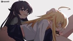 1futa 1girls animated animation ass bar_censor big_dick big_penis blonde_hair blue_skirt blush censored deepthroat dick dickgirl erection fellatio female from_side furrowed_brow futa_with_female futanari half-closed_eyes hino_minami_high_school_uniform incest koshi_anko koshi_torako large_penis long_hair long_sleeves miniskirt multiple_girls open_mouth oral oral_sex parted_lips penis purple_eyes purple_hair saliva school_uniform shikanoko_nokonoko_koshitantan shirt sidelighting simple_background sisters skirt smile sound tagme takita_(morokosi8) thighs video white_background white_shirt