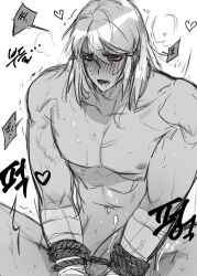 arms_tied bara blush blush_lines buff cock danganronpa danganronpa_another dick drool drooling fanganronpa hands_tied heart hearts_around_head korean_text long_hair_male makunouchi_hajime male male_focus male_only muscles muscular muscular_male nipples penis penis_out super_danganronpa_another_2 sweat sweatdrop techa tied_arms tied_hands tied_up vein veins veiny veiny_muscles yaoi