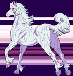 2016 ambiguous_gender anus ass equine feral fur hair hooves horse isaki mammal red_eyes side_view solo underhoof white_fur white_hair