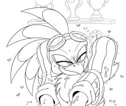 accipitrid accipitriform amy_rose anthro avian award beak bird blush bodily_fluids boots clothed clothing clothing_around_one_leg cum cum_on_clothing cum_on_footwear cum_on_shoes duo eulipotyphlan eyewear eyewear_on_head female footwear genital_fluids goggles goggles_on_head grin hedgehog hi_res jet_the_hawk legs_up male male/female mammal monochrome panties panties_around_one_leg panties_down partially_clothed sega sex shenadical shoes smile smug_face smug_grin sonic_(series) sonic_riders sonic_the_hedgehog_(series) trophy underwear underwear_around_one_leg underwear_down