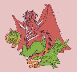 absurd_res anal anal_vore ass big_butt blush bodily_fluids dragon duo feral feral_on_feral feral_pred feral_prey green_body green_scales hi_res internal male male/male mythological_creature mythological_scalie mythology organs penetration pink_background red_body red_scales scales scalie simple_background spade_tail stomach stomach_acid stomach_inside tail tail_fetish tail_insertion tail_play vore woodhouse3d x-ray_view