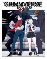 2girls 2monsters 3d anthro black_hair black_hair_female blue_eyes buff clothed_female couch cover_page crossover eastern_and_western_character erect_penis female foursome grimm_(rwby) grimmed grimmverse height_difference indrick_[artist] long_hair long_hair_female male momo_yaoyorozu monster monster_cock multiple_males multiple_penises my_hero_academia nomu penis ponytail rwby scar_across_eye ursa_(rwby) usj_nomu weiss_schnee white_hair white_hair_female