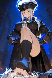 1female 1girls 2025 ai_assisted ai_generated background big_breasts bloodborne blush blush_lines blushing_female breasts clothed clothed_sex clothing curvy curvy_female curvy_figure dominant dominant_female female female_focus foot_fetish foot_focus footwear fromsoftware green_eyes lady_maria_of_the_astral_clocktower large_breasts light-skinned_female light_skin long_hair looking_down nipples nipples_visible_through_clothing ponytail smile smile_at_viewer smiley_face smug smug_face socks stepped_on tricorne uncensored video_game video_game_character video_game_franchise video_games white_hair