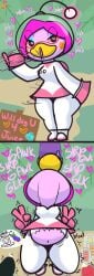 anatid animal_crossing anseriform anthro avian bedroom_eyes big_penis bird blowjob_gesture bodily_fluids brittany_(pikmin) clothing cosplay crouching deep_throat disembodied_penis double_v_sign duck erect_nipples erection fellatio_gesture female genital_fluids genitals gesture group half-closed_eyes hand_gesture handjob_gesture heart_eyes heart_symbol hi_res imminent_sex instant_loss_2koma klutzatdusk looking_at_viewer male male/female miranda_(animal_crossing) narrowed_eyes neck_bulge nintendo nipple_outline nipples offscreen_character oral oral_penetration penetration penis pikmin precum seductive short_stack submissive submissive_female suggestive suggestive_gesture sword_swallowing_position thick_thighs tight_clothing tongue tongue_out torn_clothing v_sign wide_hips