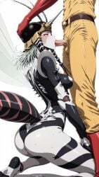 1boy 1girls ai_generated fellatio female insect_girl insects irrumatio lascivaai male mosquito_girl_(one-punch_man) one-punch_man oral saitama