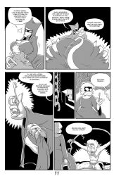 anthro ass beard big_breasts big_butt black_and_white bondage bound breasts butt_grab chained chained_cuffs chains clothed clothed_anthro clothed_female clothed_male clothing comic convent dialogue domestic_cat english_text facial_hair felid feline felis female floating_heart fully_clothed fully_clothed_anthro fully_clothed_female fully_clothed_male gabriel_(gulpspooky) group gulpspooky hair hand_on_butt haplorhine hi_res hug huge_breasts huge_butt key larger_female male malnourished mammal markings messy_hair mole_(marking) monkey monochrome mother_aamantha_(gulpspooky) moustache nails nondelismell nun nun_habit nun_outfit partially_clothed_female partially_clothed_male priest primate religious_clothing reptile ring scalie scapular sharp_nails size_difference speech_bubble tall_female text torn_clothing trio underwear veil wide_hips