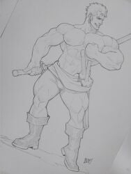 1boy 1male 1man abs bara bara_tiddies bara_tits big_arms big_breasts big_male big_muscles boots breasts chad defined_muscles ear_stud gay giga_chad handsome handsome_man haramaki japanese japanese_male luxuris macho male male_only masculine masculine_male monochrome muscles muscular muscular_arms muscular_legs muscular_male nipples no_visible_genitalia no_visible_penis one_piece pants penis penis_in_panties pirate roronoa_zoro scar scar_across_eye scar_on_face smile smiley_face smiling solo solo_focus solo_male swords swordsman things trapezius yaoi zoro zoro_(one_piece)