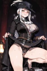 1female 1girls 2025 ai_assisted ai_generated background big_breasts black_panties bloodborne blush blush_lines blushing_female breasts clothed clothed_female clothing curvy curvy_female curvy_figure female female_focus female_only fromsoftware green_eyes heavy_breathing heels horny horny_female lady_maria_of_the_astral_clocktower large_breasts lifted_by_self lifting light-skinned_female light_skin lingerie lingerie_panties long_hair looking_at_viewer nipples outdoors panties ponytail pussy pussy_juice pussy_juice_drip smile smiling smiling_at_viewer smug smug_face sweating tricorne uncensored video_game video_game_character video_game_franchise video_games voluptuous voluptuous_female wet wet_body wet_clothes wet_pussy white_hair