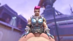 1boy 1girls 3d animated blizzard_entertainment cawneil cowgirl_position girl_on_top muscular muscular_female overwatch riding sex shorter_than_30_seconds shorter_than_one_minute sound straddling straight video volskaya_industries_(map) zarya