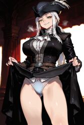 1female 1girls 2025 ai_assisted ai_generated background big_breasts bloodborne blush blush_lines blushing_female breasts clothed clothed_female clothing curvy curvy_female curvy_figure female female_focus female_only fromsoftware green_eyes heavy_breathing horny horny_female lady_maria_of_the_astral_clocktower large_breasts lifted_by_self lifting light-skinned_female light_skin lingerie lingerie_panties long_hair looking_at_viewer nipples outdoors panties ponytail pussy smile smiling smiling_at_viewer smug smug_face sweating tricorne uncensored video_game video_game_character video_game_franchise video_games voluptuous voluptuous_female wet wet_body wet_clothes wet_pussy white_hair white_panties