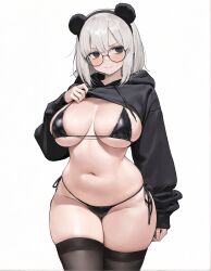 1girls ai ai_art ai_assisted ai_generated artist_name big_ass big_breasts black_eyes black_sweater blush bra breasts chubby chubby_female female fi-fi fiona glasses hair hairband large_ass large_breasts lavette medium_sized_female oc original original_character panda_ears panties platinum_blonde_hair short_hair solo solo_female stockings sweater xcrystallex