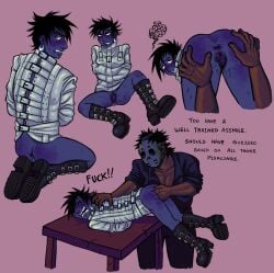 2026 ambiguous_penetration blue_skin bondage digital_art fingering goth goth_girl hairy_pussy hellen_(look_outside) ickystickypink look_outside no_men pantsless pantsless_female straightjacket xaria_(look_outside) yuri