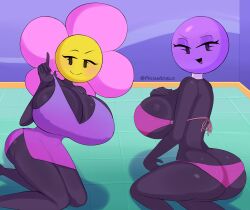 2girls battle_for_dream_island bfb bfdi bfdia bikini candy female_only flora_fauna flower flower_(bfdi) flowerpop food food_creature fromariels lollipop_(bfdi) mob_face object_show object_shows petals tagme