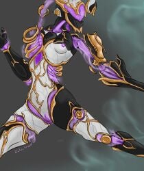 absurd_res biped digital_extremes energy female floating genitals glowing glowing_genitalia glowing_pussy gold_(metal) hi_res humanoid machine nipples nonbinary_(lore) not_furry pussy simple_background skeletal solo tencent warframe warframe_(species) xaku_(warframe) zulu_uwu