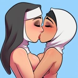 ai_generated arabian hijab kissing muslim nun yuri