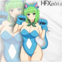 big_breasts brandish_mew cat_ears cat_tail cosplay fairy_tail green_hair hfxpins