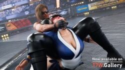 2girls 3d 3d_(artwork) absurdres beaten big_breasts big_butt black_boots blender boots brown_hair catfight choke_hold choking cleavage dead_or_alive dead_or_alive_5 dead_or_alive_6 dead_or_alive_xtreme_venus_vacation defeated dominant dominant_female domination dominatrix female_domination female_focus female_only femdom fight fighting heel_boots heels helpless high_heels highres humiliation kasumi_(doa) latex latex_clothing latex_thighhighs leather leather_boots leather_clothing leather_gloves leather_jacket leather_straps legs multiple_girls muscular muscular_arms muscular_female muscular_legs muscular_thighs namco public_humiliation red_face ryona strong strong_woman t7w tekken7wallpapers thick_thighs thigh_boots thighs victory victory_pose wrestling wrestling_ring wrestlingryona