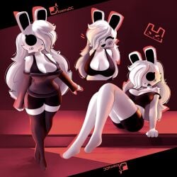 big_breasts clothed clothing cube_459_(geometry_dash) femgram geometry_dash long_hair tagme white_hair