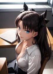 1girls 2d ai_generated aqua_eyes bare_shoulders belly black_hair blue_eyes blush breasts chest cleavage cute detailed eye_contact eyelashes eyeshadow fate/stay_night fate/zero fate_(series) female female_only fit fit_female focus happy high_quality legs light-skinned_female light_skin lips lipstick long_hair looking_at_viewer looking_up makeup mascara medium_breasts midriff nero100 pale-skinned_female pale_skin seductive seductive_eyes seductive_look side_view skinny skinny_girl stable_diffusion tagme thighs thin thin_female thin_waist tohsaka_rin young