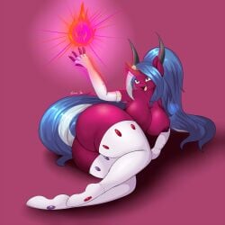 1:1 2017 anthro arcane_eclipse areola ass big_butt breasts clothed clothing conditional_dnp equid equine fan_character female fusion hair hasbro heterochromia hi_res horn legwear long_hair lying mammal multicolored_hair my_little_pony mythological_creature mythological_equine mythology nipple_dip nipples open_mouth simple_background solo suirano two_tone_hair unicorn