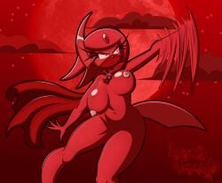 2024 absol absurd_res anthro areola blood_moon blush bodily_fluids bouncing_breasts breasts digital_media_(artwork) exhibitionism female generation_3_pokemon genital_fluids genitals hi_res innie_pussy lunaris_parukia navel nintendo nipples nude outside pokemon pokemon_(species) pokemorph pussy red_monochrome solo vaginal_fluids yami_(lunaris_parukia)