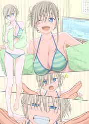 bikini breasts colorized getsuyoubi_no_tawawa himura_kiseki large_breasts maegami-chan_(tawawa) swimsuit