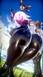 3d animated ass ass_shake big_breasts black_heart corruption erect_nipples from_behind goddess huge_ass latex latex_corruption latex_suit neptunia_(series) no_sound noire outdoors peace_sign presenting solo tagme taihou1944 thick_thighs twerking video white_hair