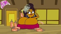 1girls accurate_art_style anne_maria_(tdi) big_breasts booberries_morphs breast_expansion dark_skin female female_only overflowing_breasts tagme total_drama_island