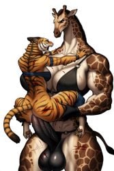 ai_generated anal anal_rape angry_face angry_sex anthro blood crying forced forced_penetration futa_on_female futanari giraffe huge_balls huge_cock interspecies muscular muscular_anthro muscular_futanari pain painal rape scratches spoils_of_war tears tiger veiny_penis wounds