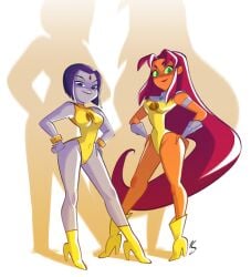 female incredible_quad lady_legasus raven_(dc) starfire