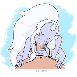 1boy 1girls cartoon_network closed_eyes duo erection fellatio female gem_(species) gem_fusion long_hair male multi_arm multi_limb opal_(steven_universe) oral partial_male penis pov saliva sex simple_background steven_universe straight suitemmm