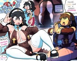 lucia_(scott_malin) nipples nun nun's_habit nun_outfit original original_character panties scott_malin tagme