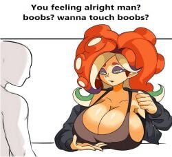 anonymous_male big_breasts faceless_male lotxolt meme octarian octoling octoling_girl octoling_rival octopus red_tentacles splatoon splatoon_(series) tank_top tentacle tentacle_hair text