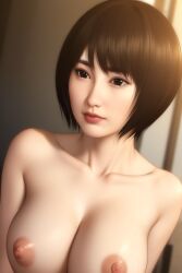 ai_generated asian big_breasts brown_hair makimura_makoto nipples ryuu_ga_gotoku smile