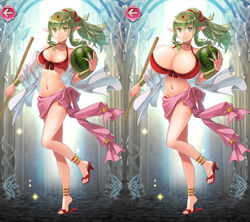 1girls breast_expansion breasts bursting_breasts edit edited_official_artwork female female_focus female_only fire_emblem fire_emblem_awakening fire_emblem_heroes green_hair huge_breasts large_breasts long_hair melon morphy-mcmorpherson official_art pointy_ears tiki_(adult)_(fire_emblem) tiki_(adult)_(summer)_(fire_emblem) tiki_(fire_emblem) watermelon