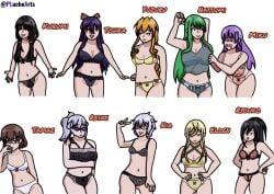 10girls big_breasts black_hair blonde_hair bra brown_hair date_a_live ellen_mira_mathers female_only flat_chest girls girls_only glasses gray_hair green_hair honjou_nia indigo_hair izayoi_miku kusakabe_ryouko kyouno_natsumi kyouno_natsumi_(adult) large_breasts large_hair light-skinned_female light_skin line_up lingerie lingerie_only multiple_girls murasame_reine okamine_tamae orange_hair panties pluchearts purple_hair short_hair silver_hair taller_girl tokisaki_kurumi underwear yamai_yuzuru yatogami_tohka