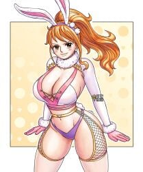 1girls bare_legs bare_thighs big_breasts bunny_ears bunny_tail bunnysuit clothed clothing color female female_focus female_only hi_res iury_padilha large_breasts light-skinned_female light_skin long_hair looking_at_viewer nami nami_(one_piece) one_piece orange_eyes orange_hair ponytail shounen_jump solo solo_female tagme thick_thighs