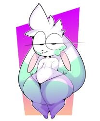 anthro bottom_heavy bunny femboy partially_clothed shortstack squashortstacks thick_thighs wide_hips