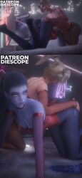 2girls diescope looking_back mercy overwatch presenting_ass slutty_outfit widowmaker