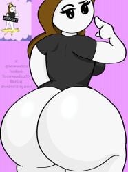 ass ass_focus big_ass big_butt black_shirt brown_hair bubble_butt let_me_explain_studios looking_at_viewer looking_back rebecca_parham solo solo_female white_body white_skin youtube youtuber youtuber_girl