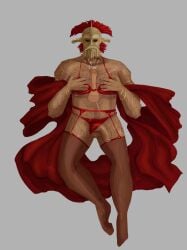 2boys 2d 2d_(artwork) cock fallout_new_vegas gay jewelry lanius legate_lanius lingerie masked masked_male nipple_piercing submissive_male titjob uncircumcised