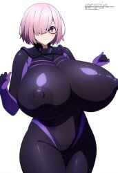 ai_generated artist_request big_breasts breasts hair_over_one_eye huge_breasts large_breasts mash_kyrielight mashu purple_hair shielder_(fate) shielder_(fate/grand_order)